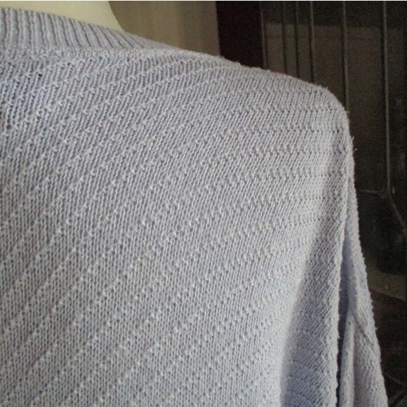 Vintage Gloria Vanderbilt Knit Sweater Size L Lilac Pointelle Crewneck Women 80s - Picture 15 of 16